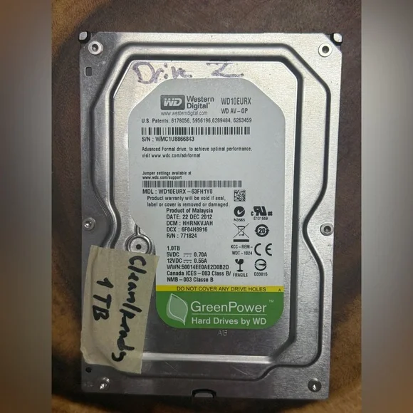 TESTED Western Digital (WD) AV-GP 1.0TB hard drive HDD Model WD10EURX-63FH1Y0 #7 - Picture 1 of 10